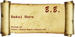 Beksi Bere névjegykártya